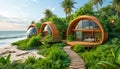 Tropical Beachfront Geo-Domes on a beachfront. Eco-friendly igloo hotel