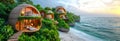 Tropical Beachfront Geo-Domes on a beachfront. Eco-friendly igloo hotel