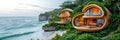 Tropical Beachfront Geo-Domes on a beachfront. Eco-friendly igloo hotel