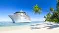 Tropical Beautiful Beach with Cruise ship