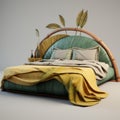 Tropical Bed 3d Model - Organic Surrealism With Nature-inspired Art Nouveau