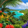 980 Tropical Bird Paradise: A vibrant and tropical background featuring tropical birds, lush foliage, and vibrant colors that cr