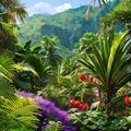 980 Tropical Bird Paradise: A vibrant and tropical background featuring tropical birds, lush foliage, and vibrant colors that cr