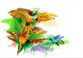 Tropical birds. (Vector)