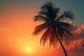 Tropical bliss palm trees silhouette against a stunning orange backdrop