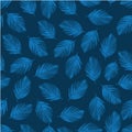 Tropical blue palm tree leaves in a seamless pattern