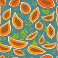 Tropical fruits papaya abstract textured oil pattern background ai generative art