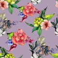 Tropical bouquet flower. Seamless background pattern. Fabric wallpaper print texture.