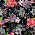 Tropical bouquet flower. Seamless background pattern. Fabric wallpaper print texture.