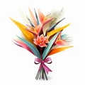 Colorful Bird Of Paradise Bouquet Vector Illustration