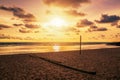 Tropical bright sunset of the beach