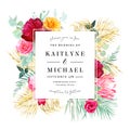 Tropical bright wedding vector design frame