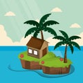 Tropical bungalow island tree palm Royalty Free Stock Photo