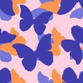 Tropical butterflies on a light pink background