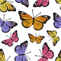 Tropical butterfly seamless pattern