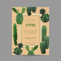 Tropical Cactus Summer Background. Exotic Graphic Card Design