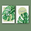 Tropical Card invitatoin design summer with plants foliage exotic, creative watercolor vector illustration template design Royalty Free Stock Photo