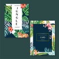 Tropical Card invitatoin design summer with plants foliage exotic, creative watercolor vector illustration template design Royalty Free Stock Photo