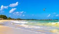 Tropical caribbean beach clear turquoise water Playa del Carmen Mexico