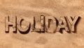 Tropical caribbean beach sea with gold sand, holiday word, relax concept