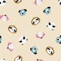 Tropical characters Seamless pattern with cute animals faces. Childish print for nursery in a Scandinavian style. For baby clothes Royalty Free Stock Photo