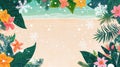 Tropical Christmas Beach Background with Festive Decorations Royalty Free Stock Photo