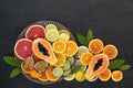 Tropical and Citrus Fruits for High Fibre Boost Royalty Free Stock Photo