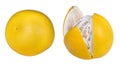 Close-up of two pomelos. Citrus grandis