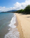 Tropical coastline with paradise beach and mountains