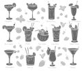 Tropical cocklails glyph icons