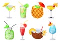 Tropical cocktail beach drink summer glass vector