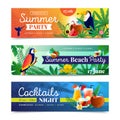 Tropical Cocktail Beach Party Banners Set Royalty Free Stock Photo