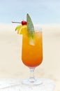 Tropical Cocktail by the Caribbean Sea Royalty Free Stock Photo