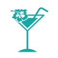 Tropical cocktail cup with hibiscus flower