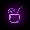 tropical cocktail icon. Elements of Food and drink in neon style icons. Simple icon for websites, web design, mobile app, info Royalty Free Stock Photo