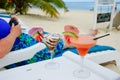 Tropical cocktails on beach