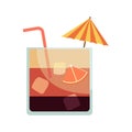 Tropical cocktails cups drink. Glasses vector illustration. Refreshing cocktails with ice cubes and lemons. Party, Menu designs. Royalty Free Stock Photo