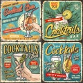 Tropical cocktails set flyers colorful Royalty Free Stock Photo