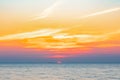 Tropical Colorful sunset over ocean on the beach. at Thailand Tourism background with sea beach. Royalty Free Stock Photo