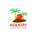 tropical concept, summer holiday. sunset logo template design vector in isolated background Royalty Free Stock Photo