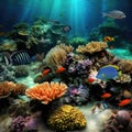 Tropical coral reef with fish - underwater world Royalty Free Stock Photo
