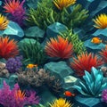 tropical coral reef with fishes, marine landscape tropical plants, nature, 3d-render isolated on white backdrop, generative AI Royalty Free Stock Photo