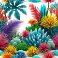 tropical coral reef, marine landscape tropical plants ocean bottom nature, 3d-render isolated on white backdrop, generative AI Royalty Free Stock Photo