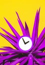 Tropical creative Aloe and alarm clock. Sea, summer, Vacation, positive time concept. Trendy colours design