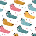 Tropical crocodile. Seamless pattern with cute animals faces. Childish print for nursery in a Scandinavian style. For Royalty Free Stock Photo