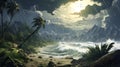 Tropical Cyclone: A Dark And Stormy Sea With Palm Trees