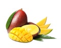 Tropical delicious ripe mango on white