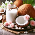 Tropical Delight: Coconut Treats in Wooden Tray.