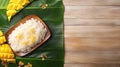 Tropical Delight: Mango Sticky Rice on Banana Leaf