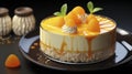 Tropical Delight - Mousse cake with mango puree and cream. Generative AI